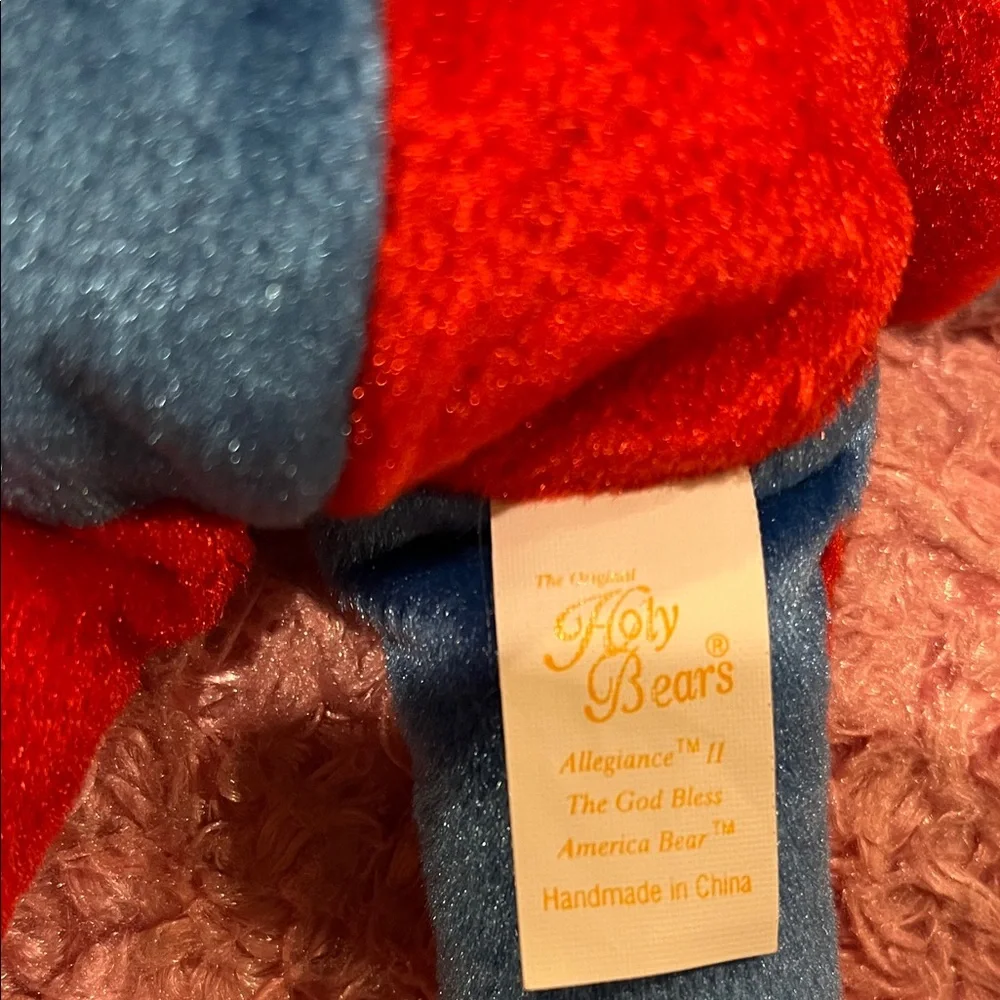 Holy Bears Allegiance Plush  bear with Patriotic Ribbon